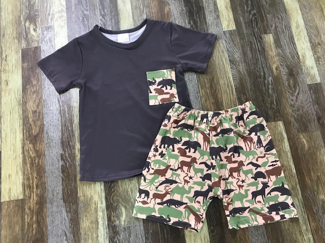 Preorder* Dino Shorts Set