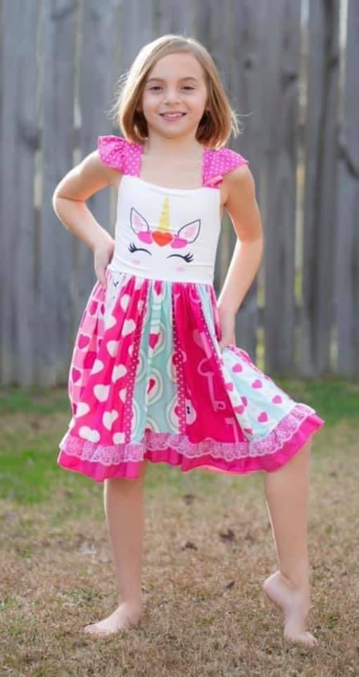 Preorder Unicorn hearts dress