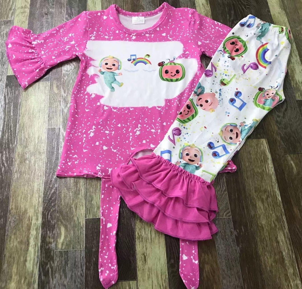 Preorder*  Cocomelon Ruffle pink pants set