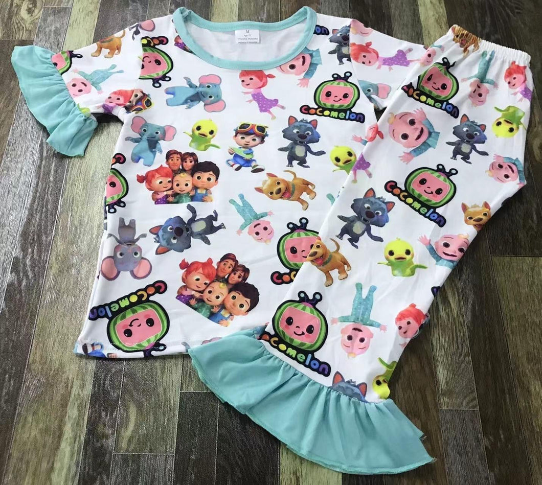 Preorder Cocomelon Blue ruffle lounge set