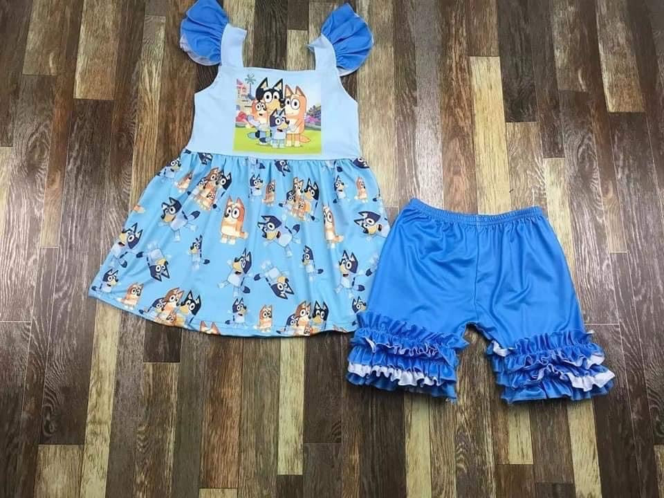 Preorder* Bluey Inspired Shorts Set