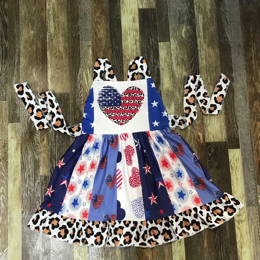 Preorder* Heart American Flag twirl dress
