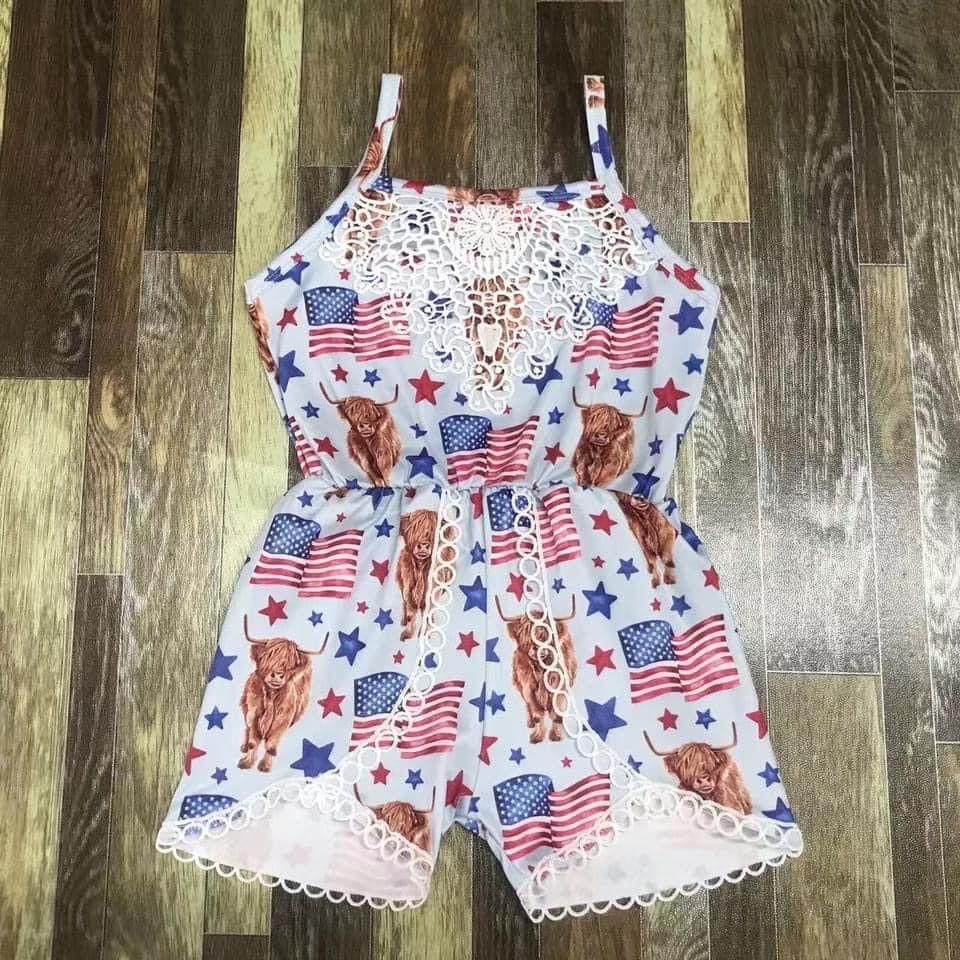 Preorder*  Bull and Flag romper