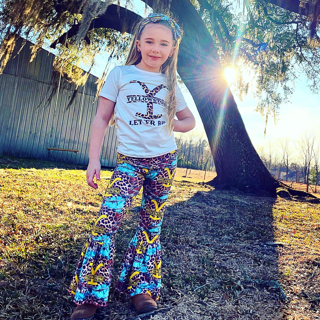 Yellowstone Inspired Bell Pants Set with headband