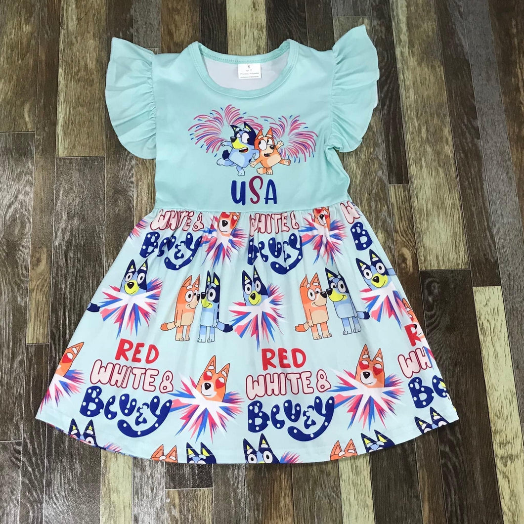 Preorder* 4th of July Bluey dress